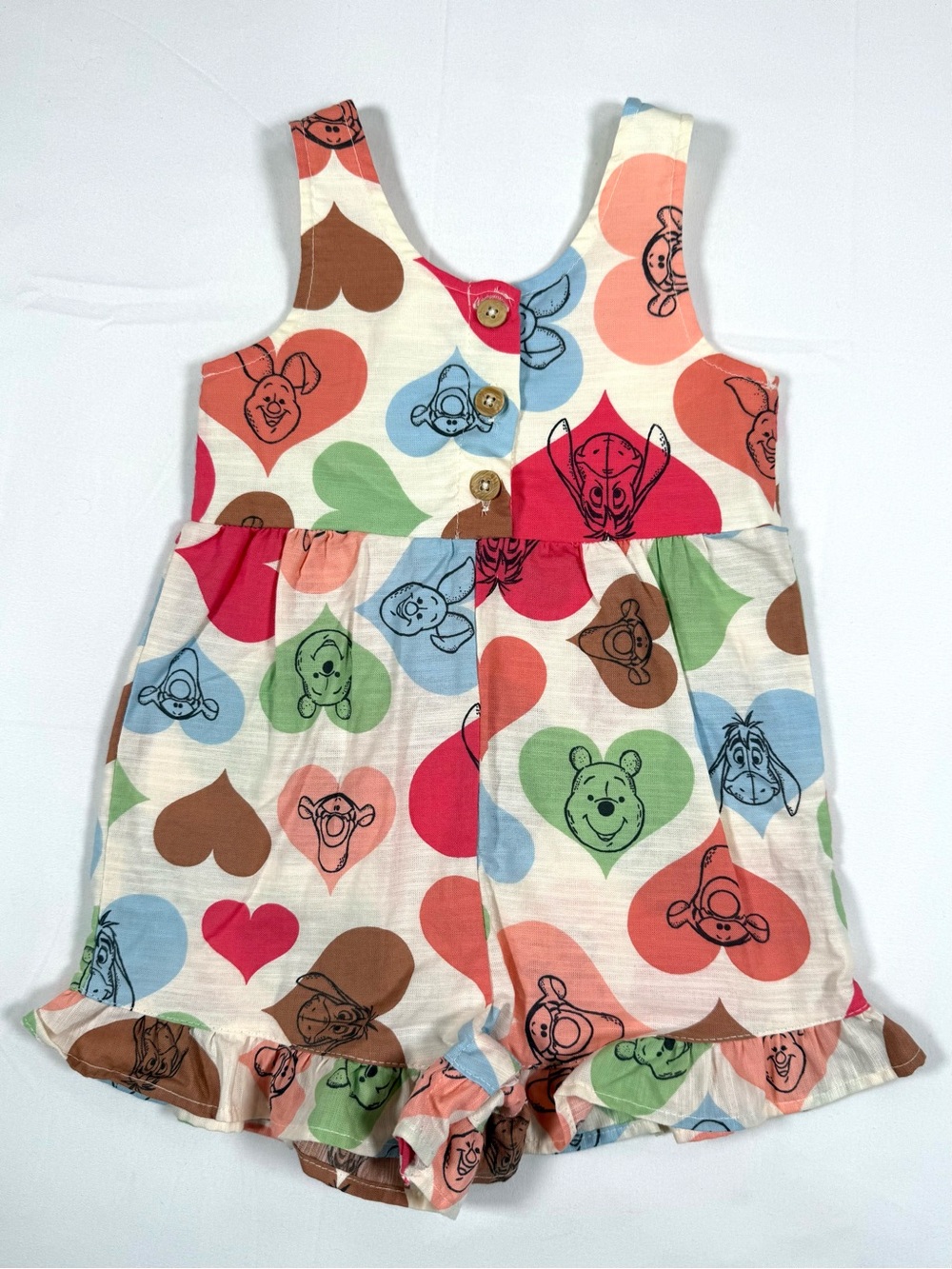 DISNEY BABY Girls Winnie The Pooh Tigger Heart Romper 12M Ruffle Cottagecore